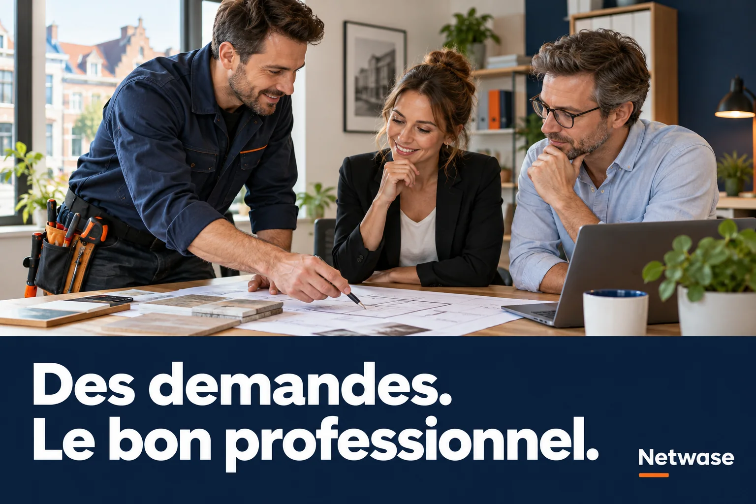Trois professionnels examinant un dossier. Des demandes. Le bon professionnel.